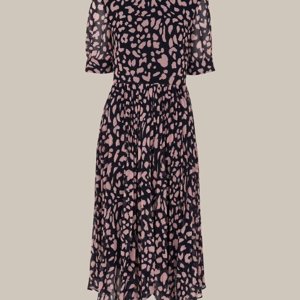 Whistles Multicolour Brushed Cheetah Pleated Dress